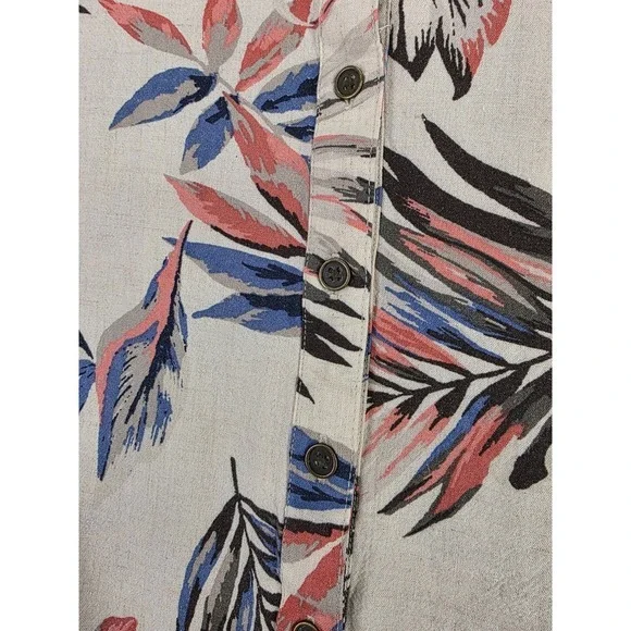 Womens Linen Rayon Blend Top‎ 1X Palm Leaves CJ Banks Coastal Resort Vacation - Picture 2 of 8